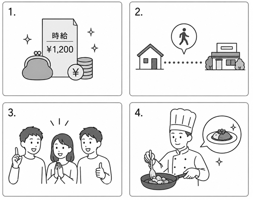 選択肢1〜4のイラスト