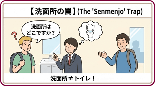 洗面所の罠 - senmenjo means washroom sink area, not the toilet